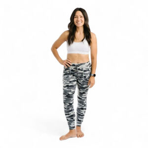 Zyia High Waist Grey Camo Unwind Drawstring Athleisure Joggers Women's Sz M